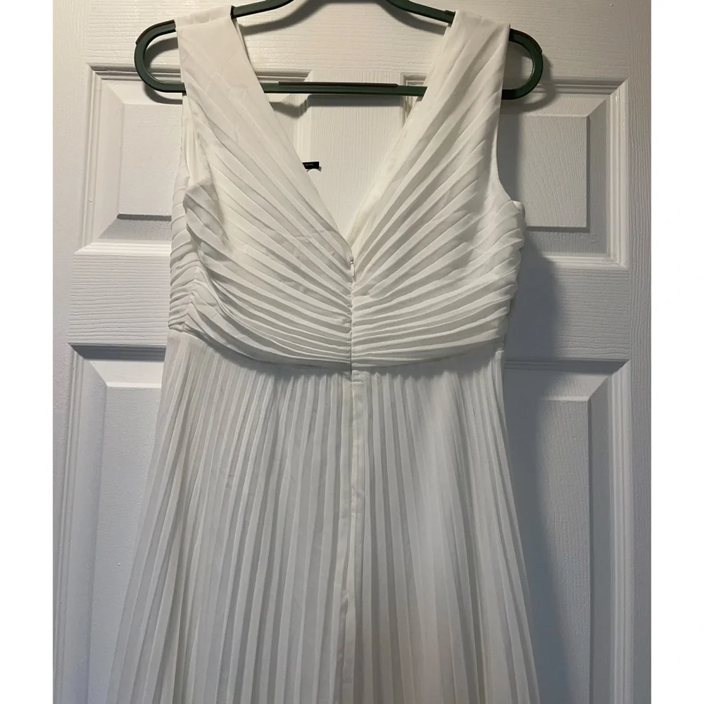 BHLDN x Badgley Mischka Sloane Size 6 Ivory Pleated Maxi Wedding Dress - Picture 12 of 13